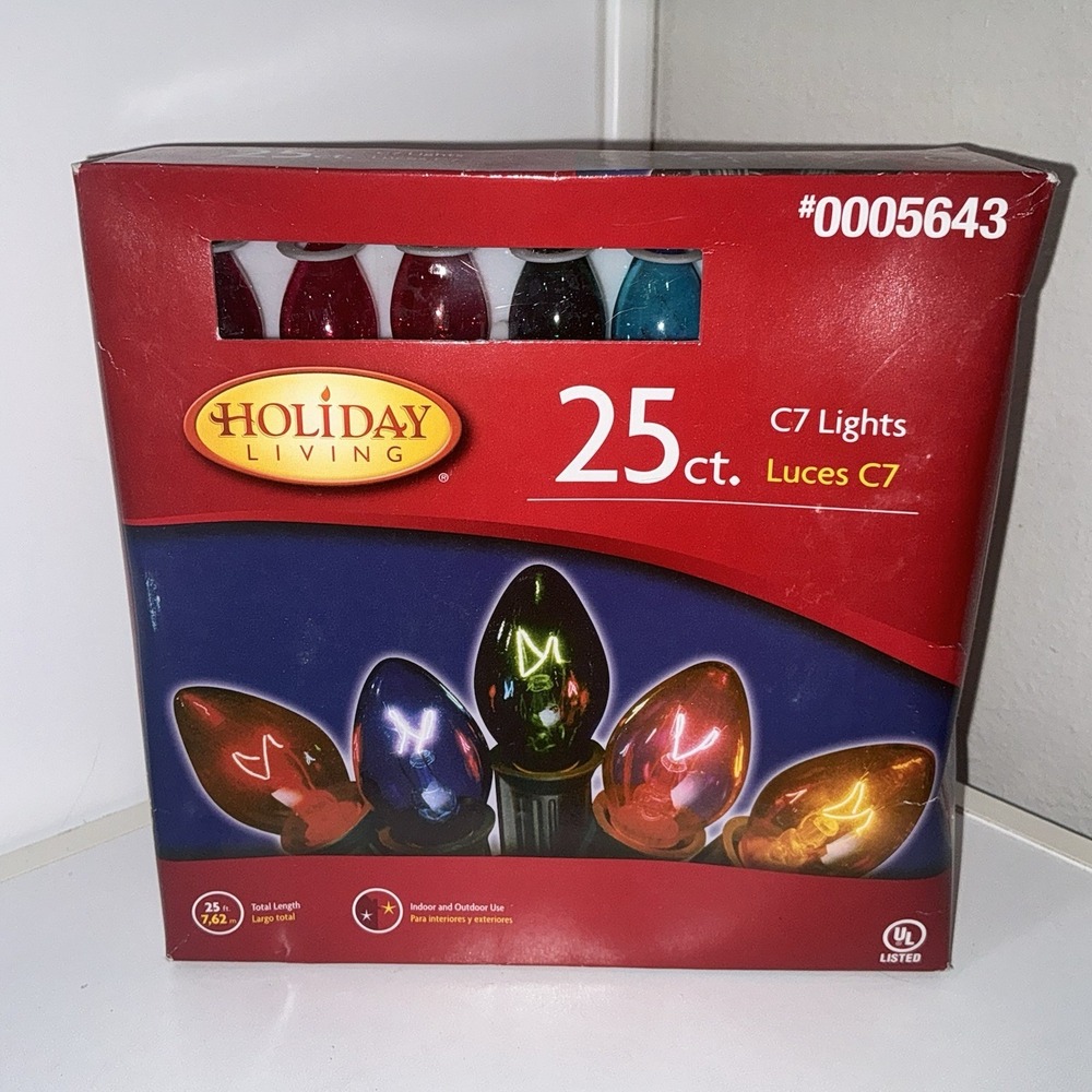 VTG Home Accent C7 Multi Color 25' 25CT Incandescent Christmas Lights NEW NOS